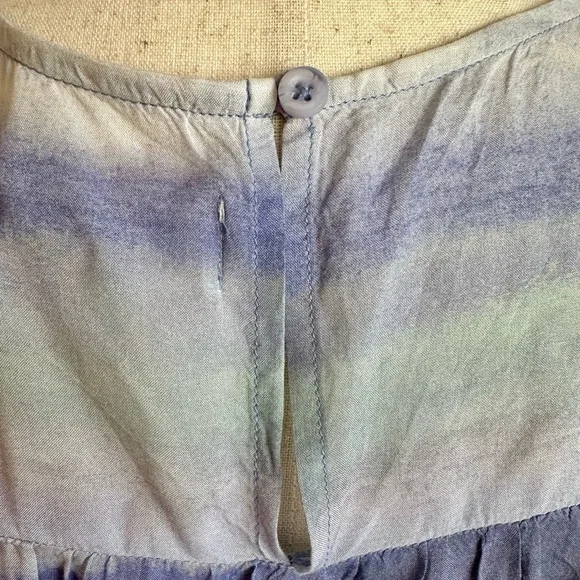Anthropologie Cloth & Stone Flutter Slv Blouse Top Women’s L Blue Purple Ombre - Picture 5 of 11